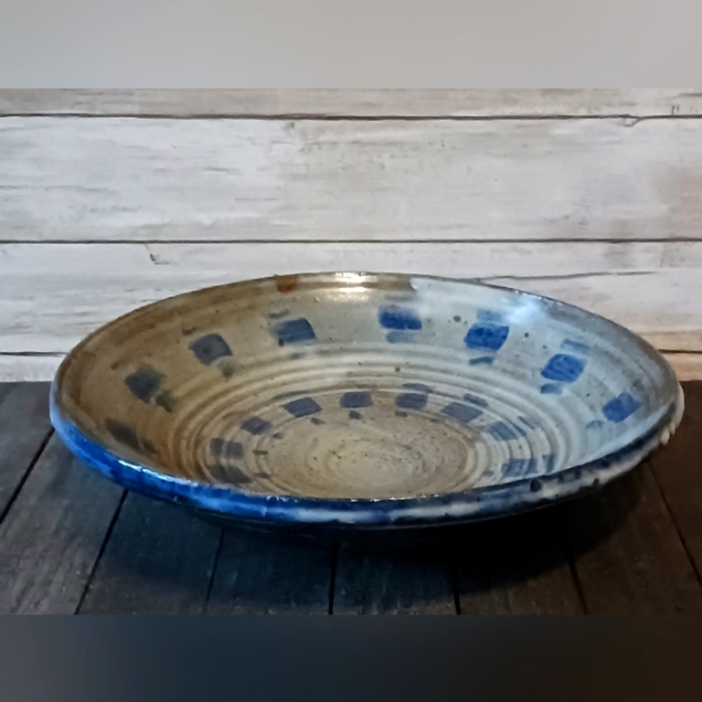 Studio Pottery Lg Fruit Pedestal Bowl Signed Hobe